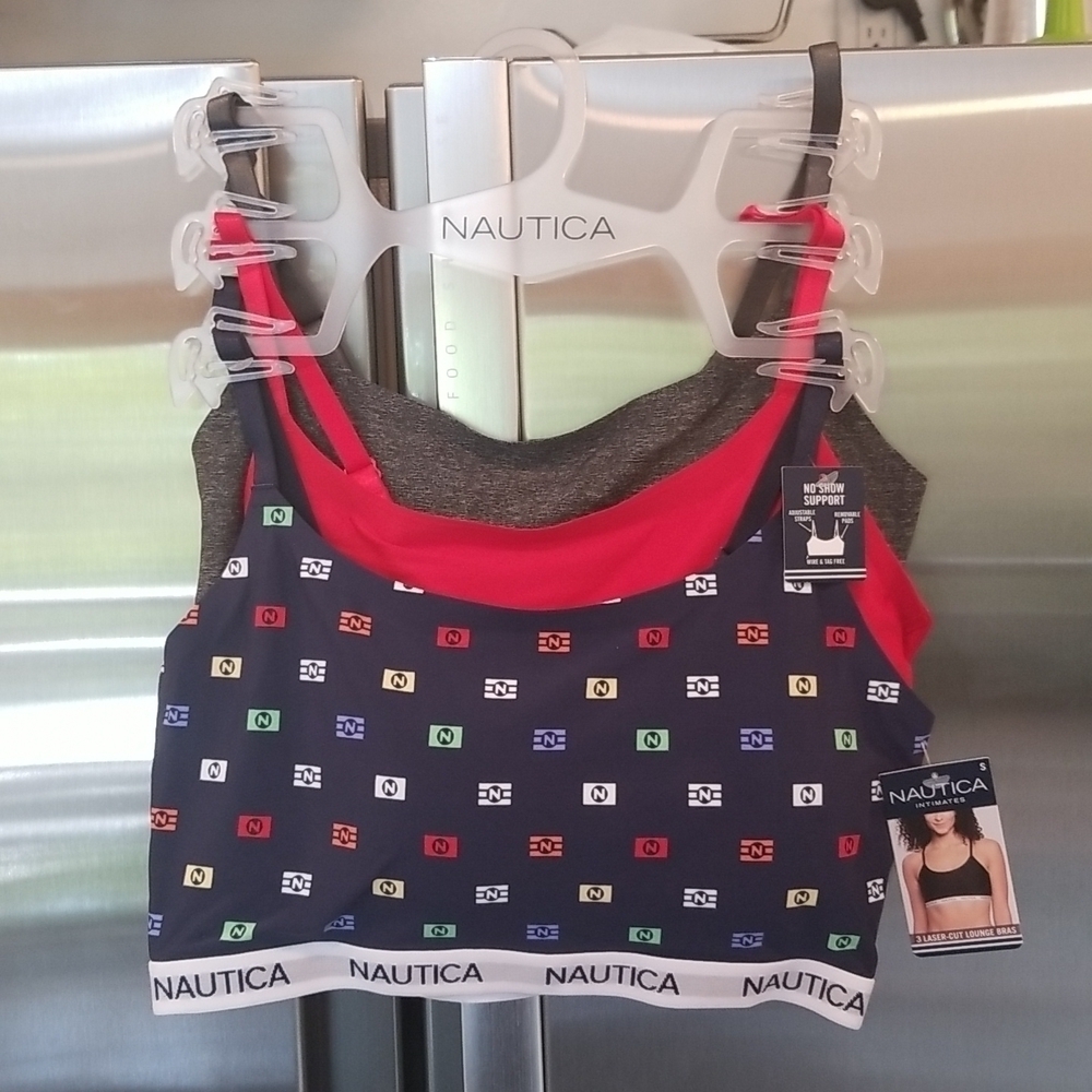 πNAUTICAπ Laser Cut Lounge Bras (3 PK) S NWT